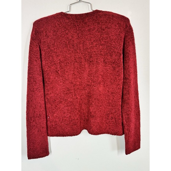 VTG Susan Bristol Embroidered Birds Nest Wool Blend Red Cardigan Sweater Size L - Picture 5 of 11